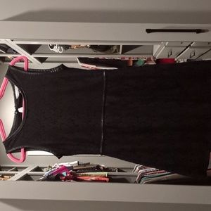 Leather trimmed lace dress